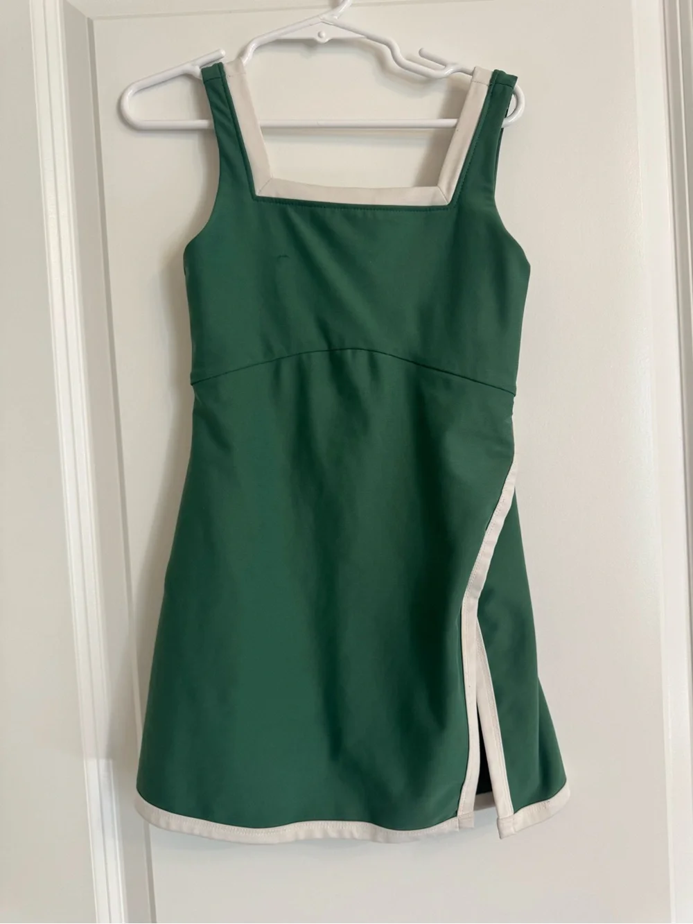 Old Navy Dark Green Dress with Cream Trim